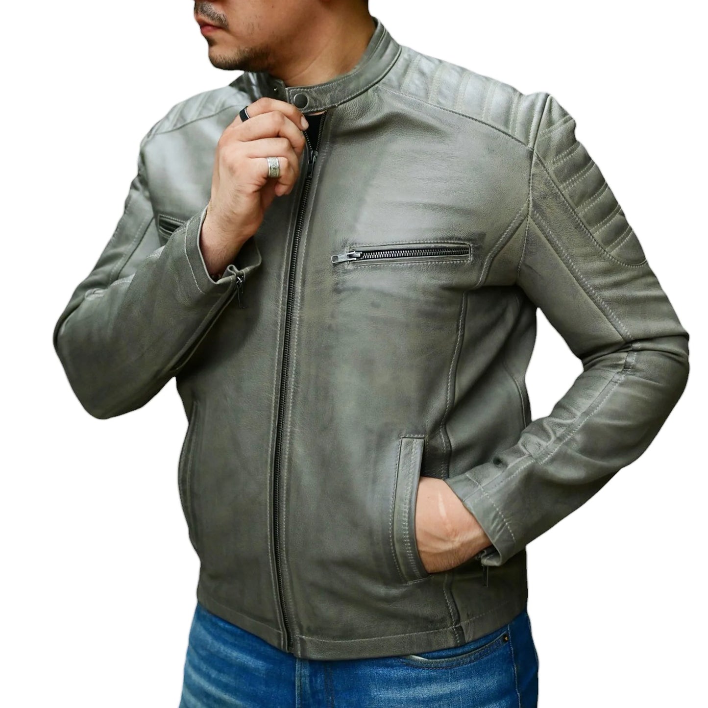 Handmade Jacket Leather Jacket Motorcycle Leather Jacket Men Leather Jacket