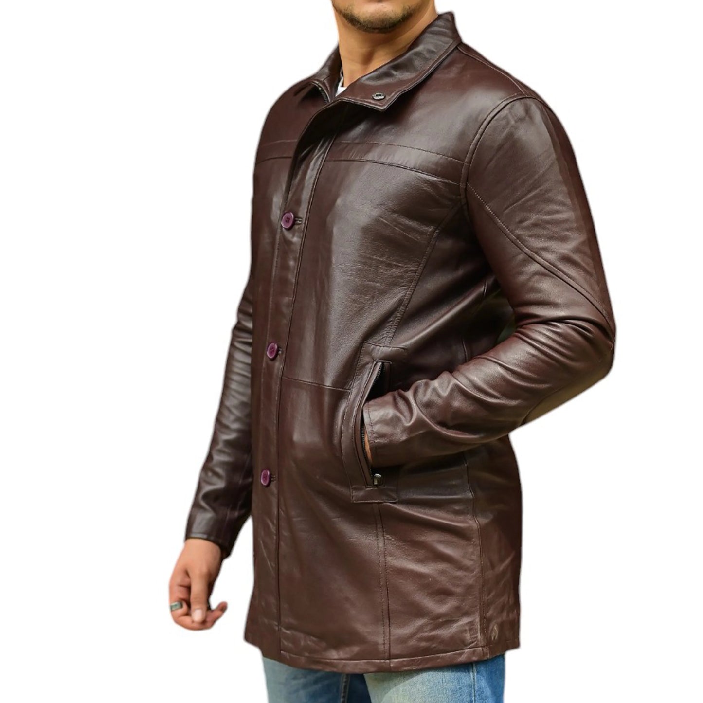 Handmade Coat Trench coat leather Long coat for men