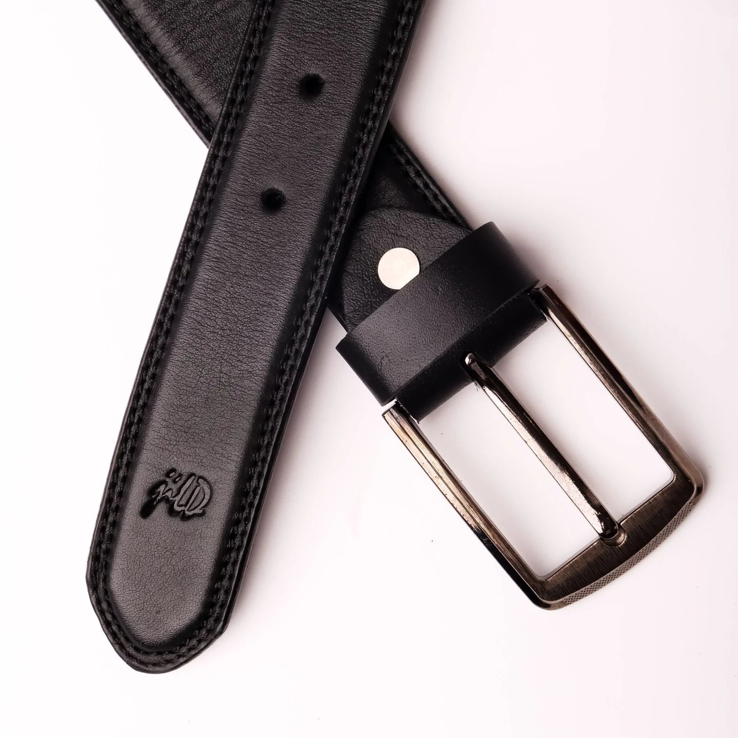 Black Genuine Leather Belt with Single Pin Buckle Classic Everyday Men’s Belt