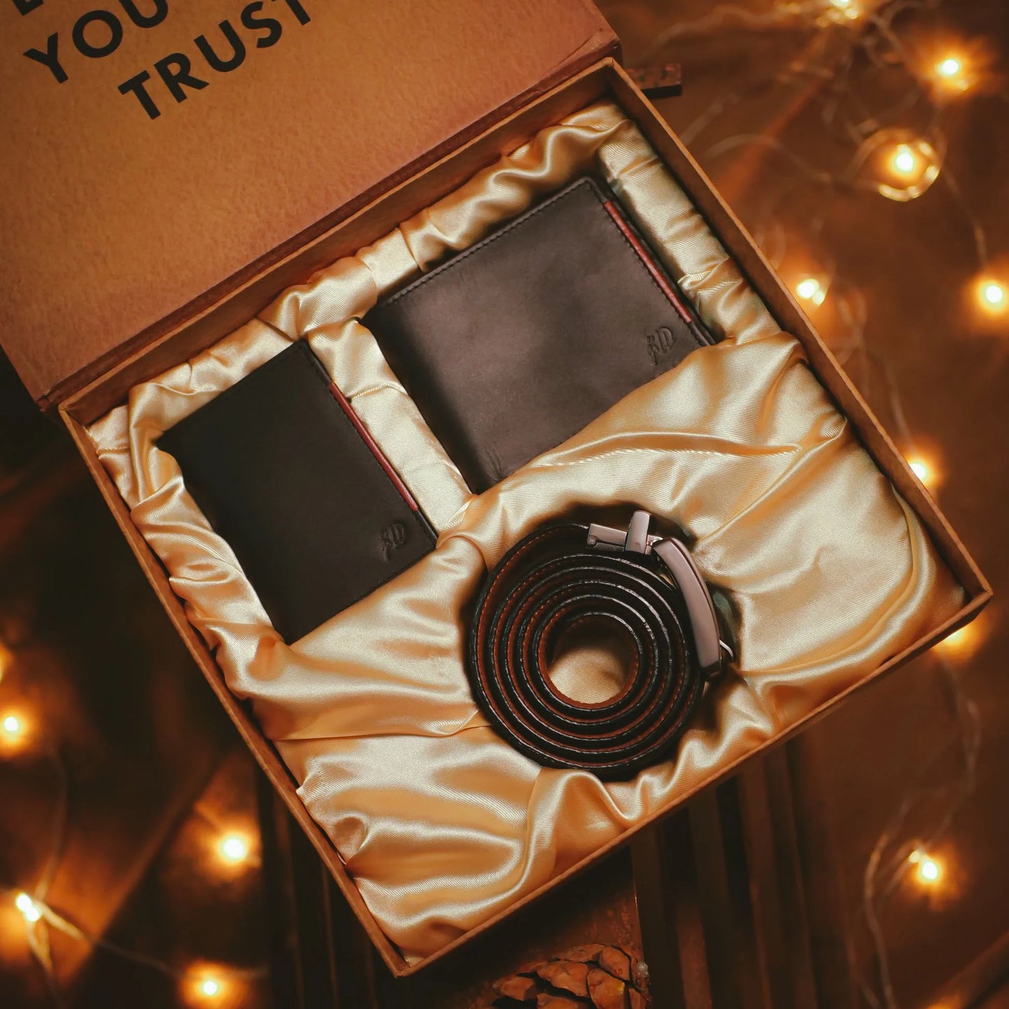 Premium Men’s Leather Gift Set – 4pc  Wallet, Belt, Card Holder & Keychain  Black