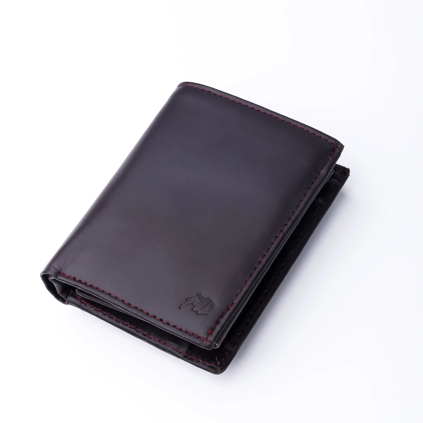 Burgundy Pure Leather Compact Wallet - Bifold with Coin Pocket & Dual ID Windows