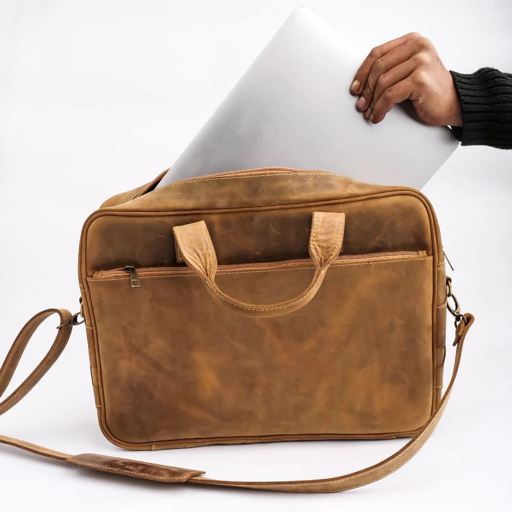 Handmade bag Leather bag Leather laptop bag Shoulder bag Wood brown laptop bag cross body laptop bag Business Laptop Bag Briefcase for Men and Women