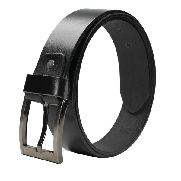 Men’s Black Minimal Laminated Leather Belt  Everyday Classic