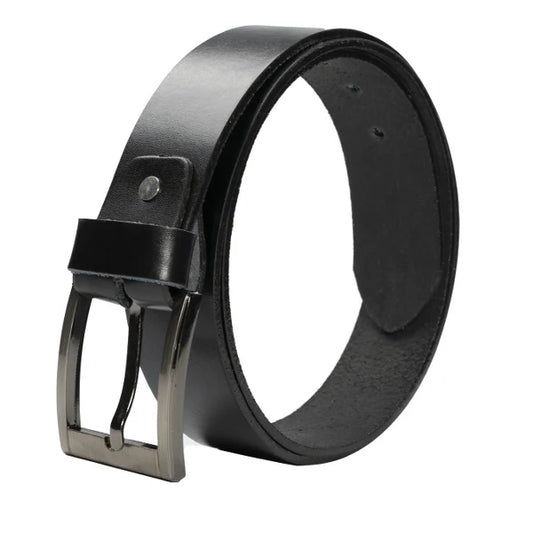 Men’s Black Minimal Laminated Leather Belt  Everyday Classic
