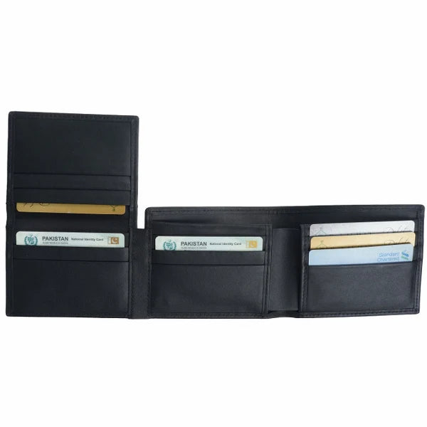 Multi Fold Natural Cowhide Leather Men’s Wallet – Slim Bifold Card & Cash Holder  Black or Dark Brown