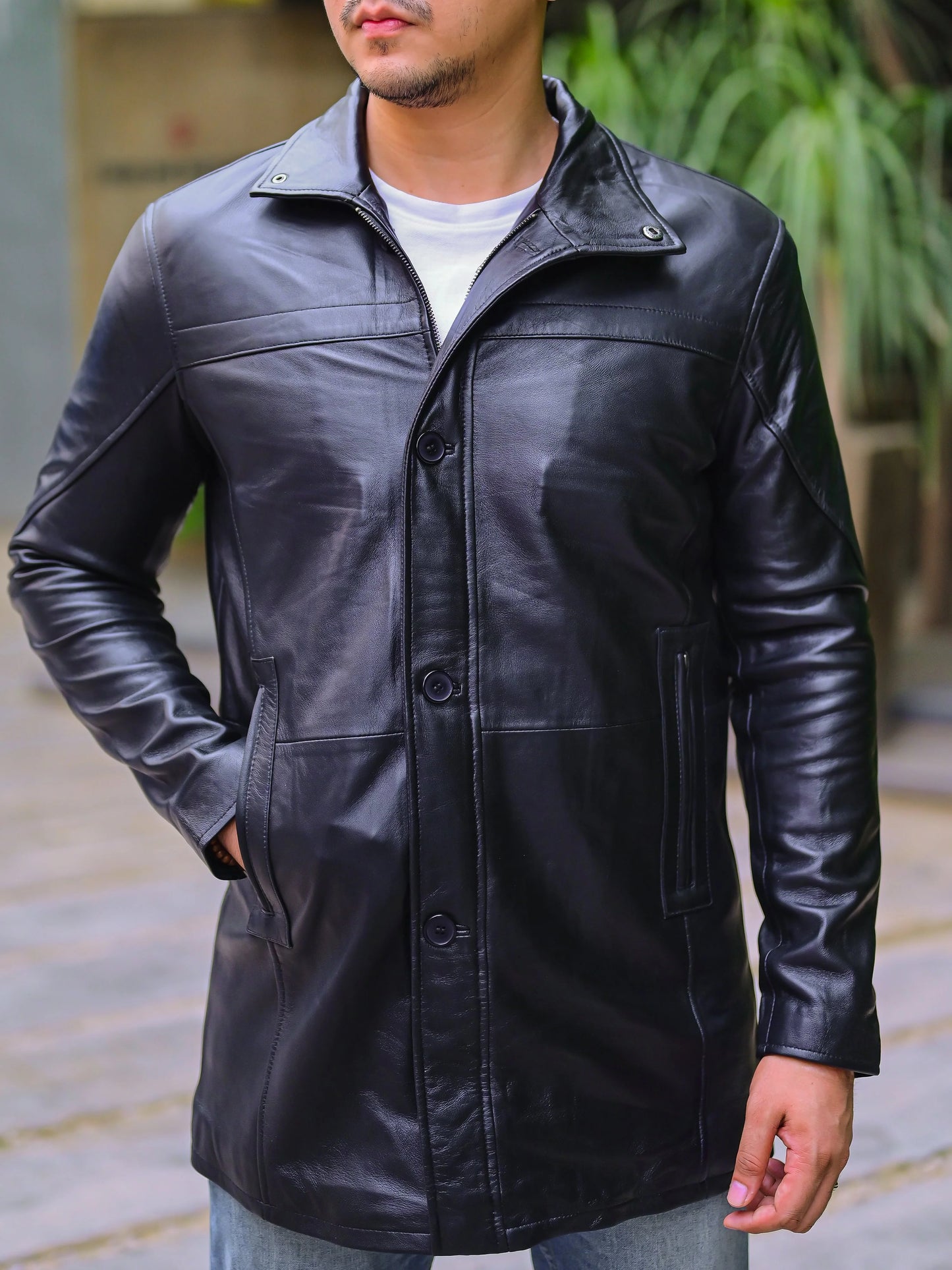 Handmade Coat Trench coat leather Long coat for men