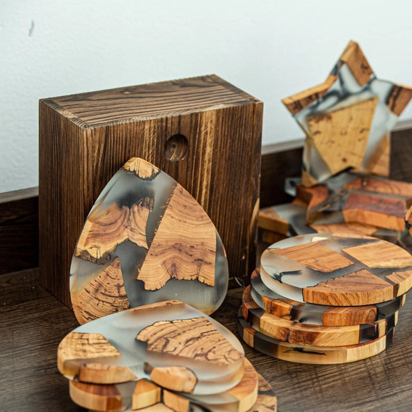 Heart Shaped Wooden Resin Coaster