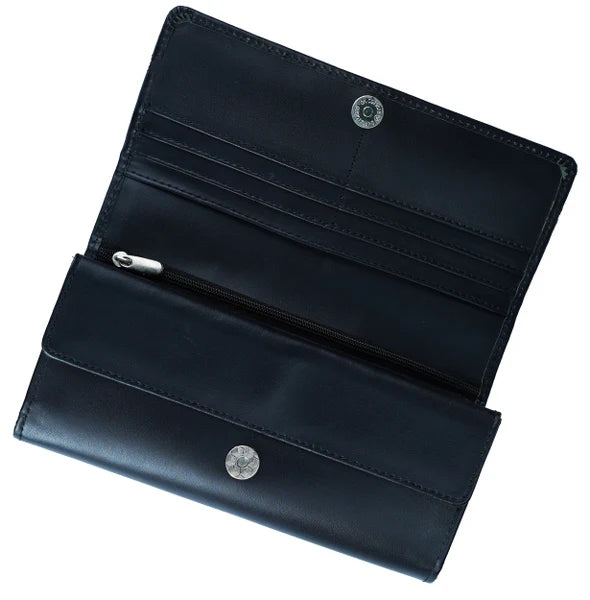 Women’s Leather Clutch Long Wallet Magnetic Flip Purse with Card, Cash and Mobile Slots