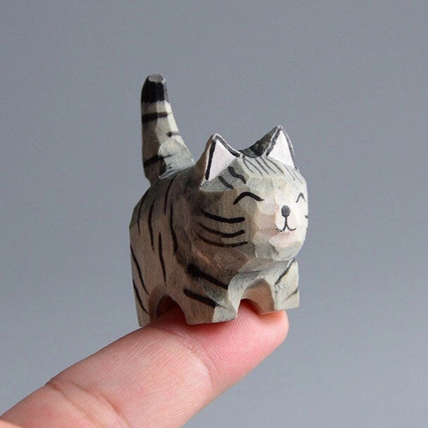 Handcrafted Wooden Cat Mini Artisan Decor