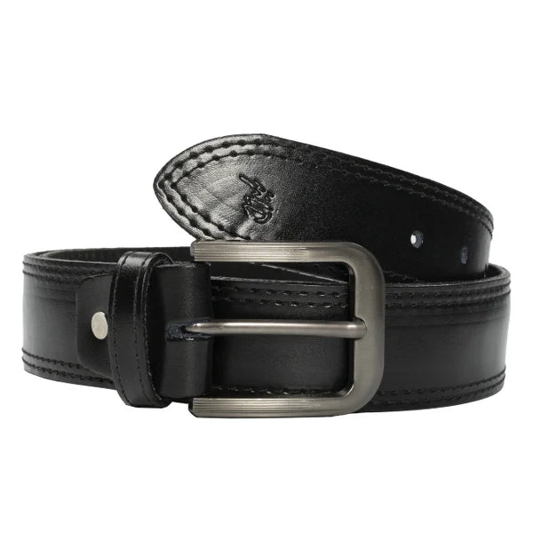 Men’s Double Stitch Laminated Leather Belt  Everyday Premium Accessory