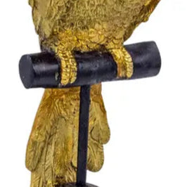 Gold Parrot on Perch Figure