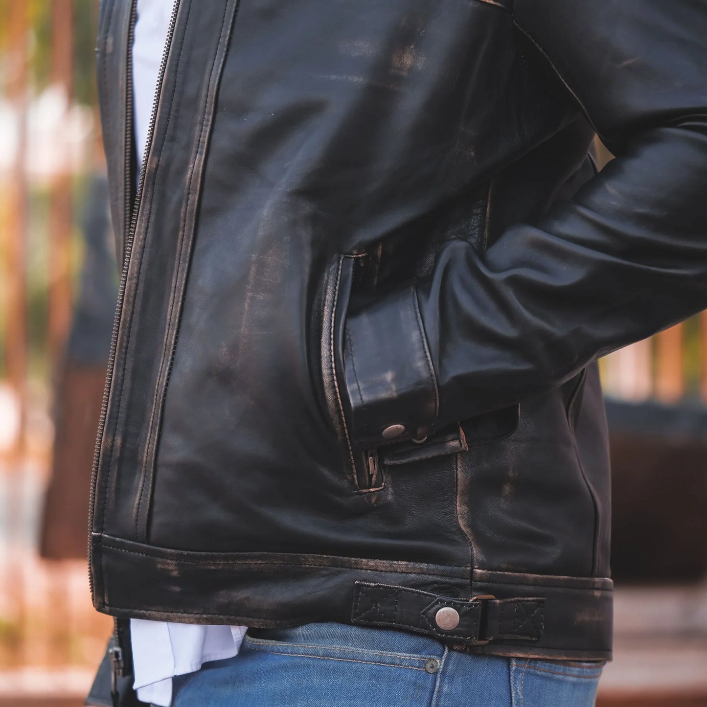 Handmade jacket Black  Casual Biker Style Jacket Men Leather Jacket