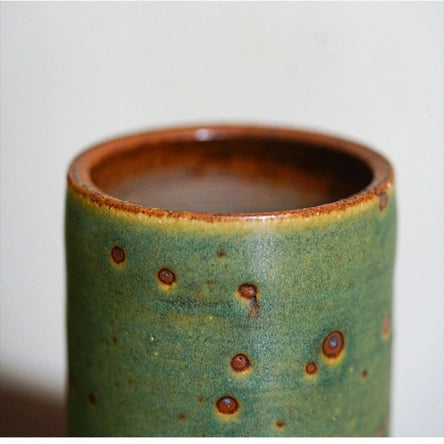 Handmade Ceramic Green or White Cylinder Vase