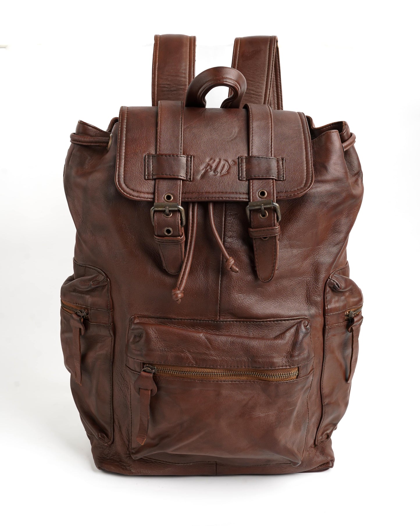 Leather Backpack Handmade Backpack Brown Backpack Unisex Backpack Travel Bag with Laptop Compartment Adjustable Straps Golden Hardware