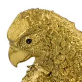Gold Parrot on Perch Figure