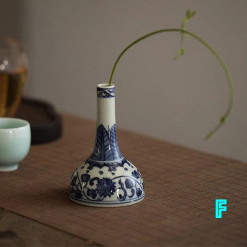 Hand Painted Blue & White Mini Porcelain Vase