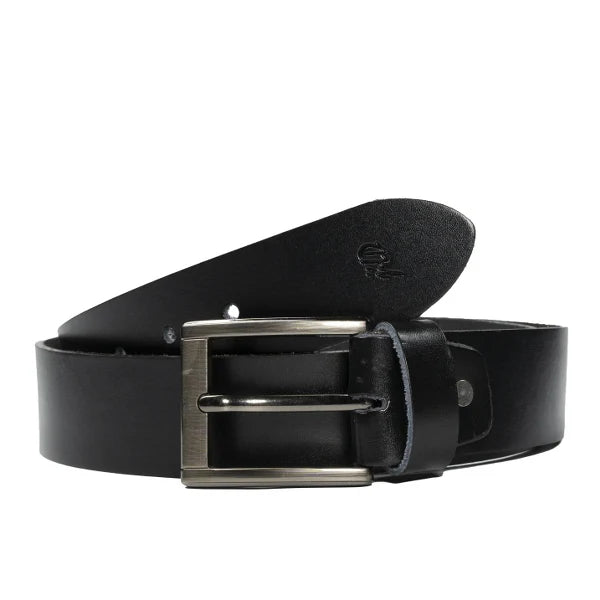 Men’s Black Minimal Laminated Leather Belt  Everyday Classic