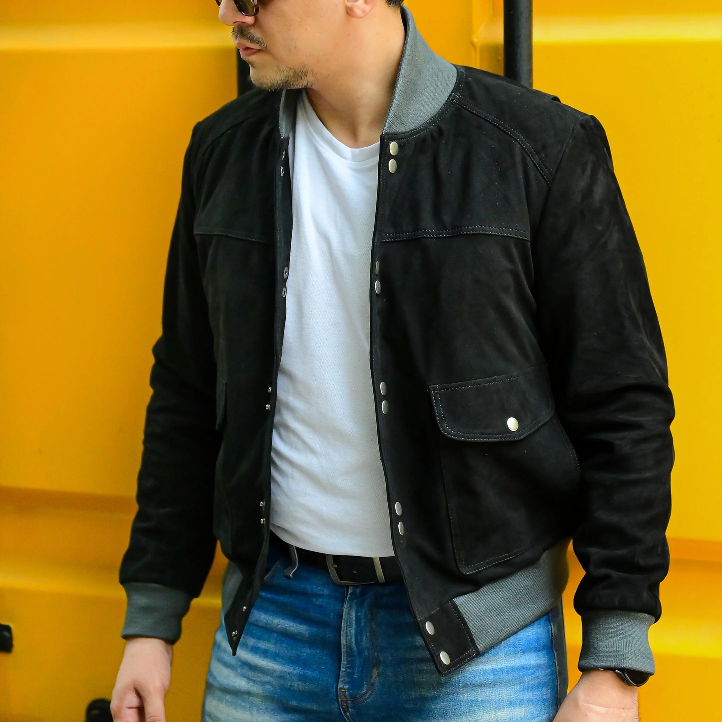 Real leather Jacket Handmade Jacket Bomber Jacket Men jacket Motorcycle jacket foe men