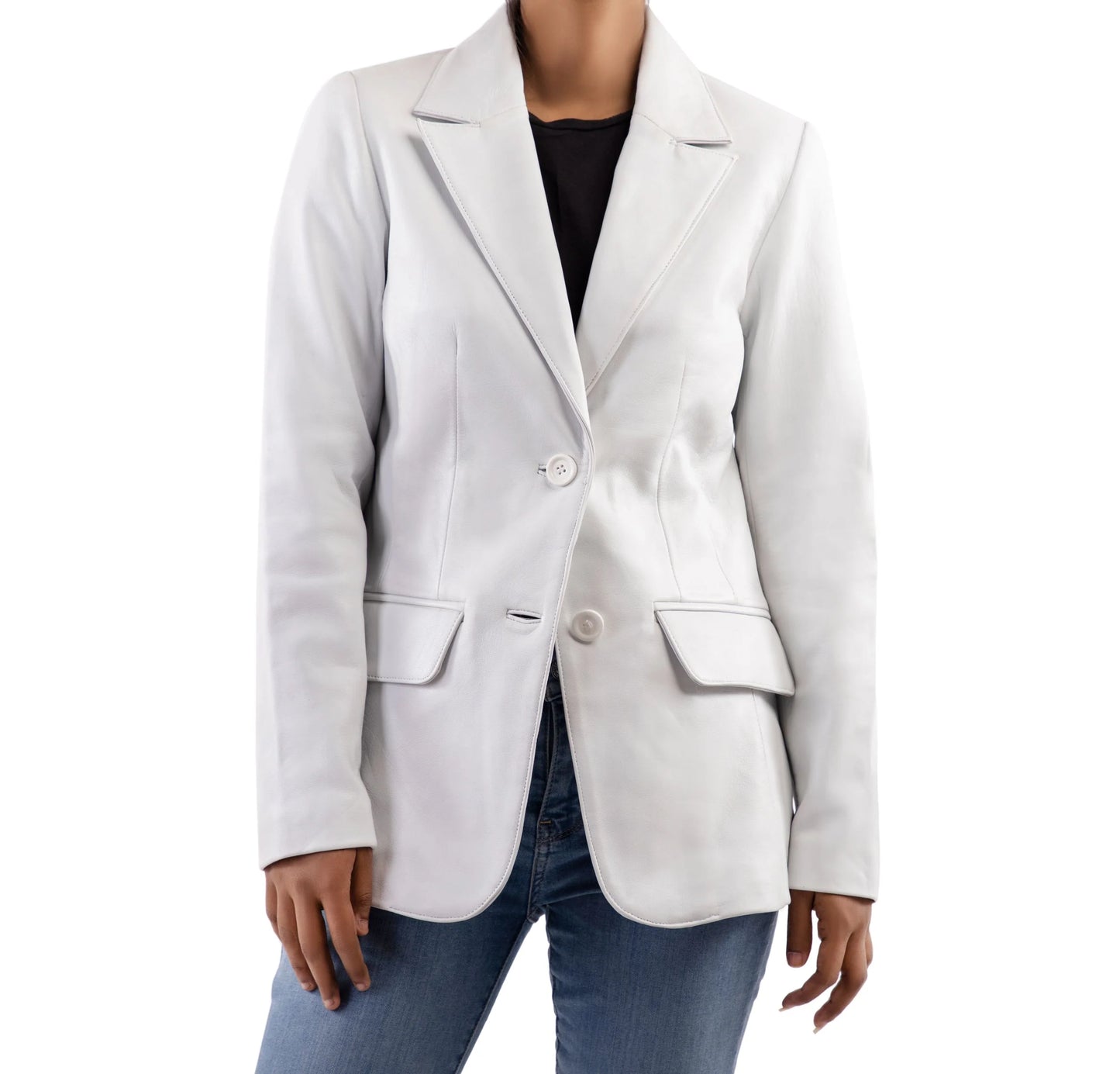Handmade Blazer Leather Blazer 2-Button Leather Blazer White leather blazer Blazer foe women