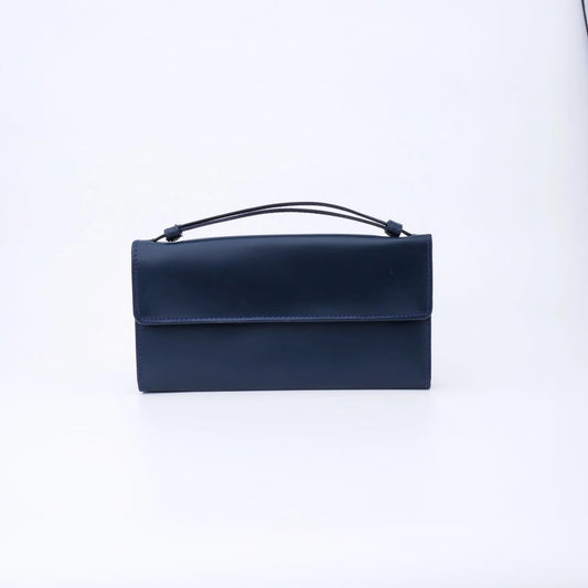 Women’s Leather Clutch Wallet with Handle – Blue