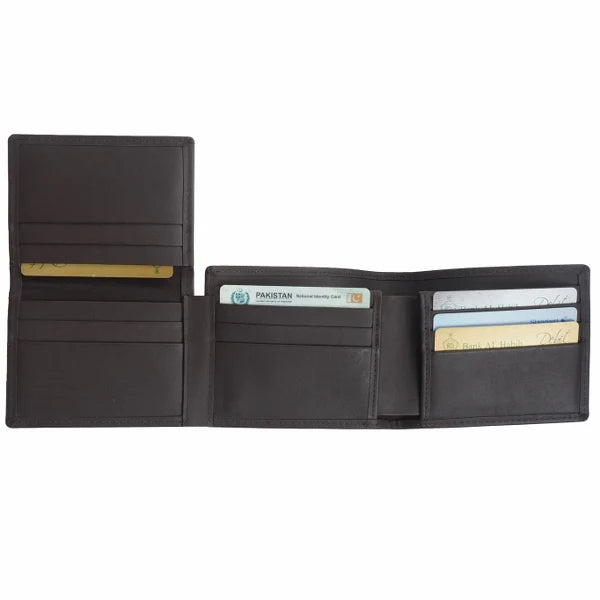 Multi Fold Natural Cowhide Leather Men’s Wallet – Slim Bifold Card & Cash Holder  Black or Dark Brown
