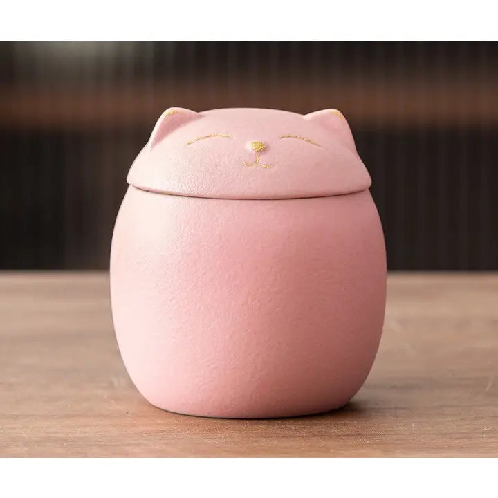 Lucky Cat Tea Container Ceramic Storage Jar for Tea, Coffee