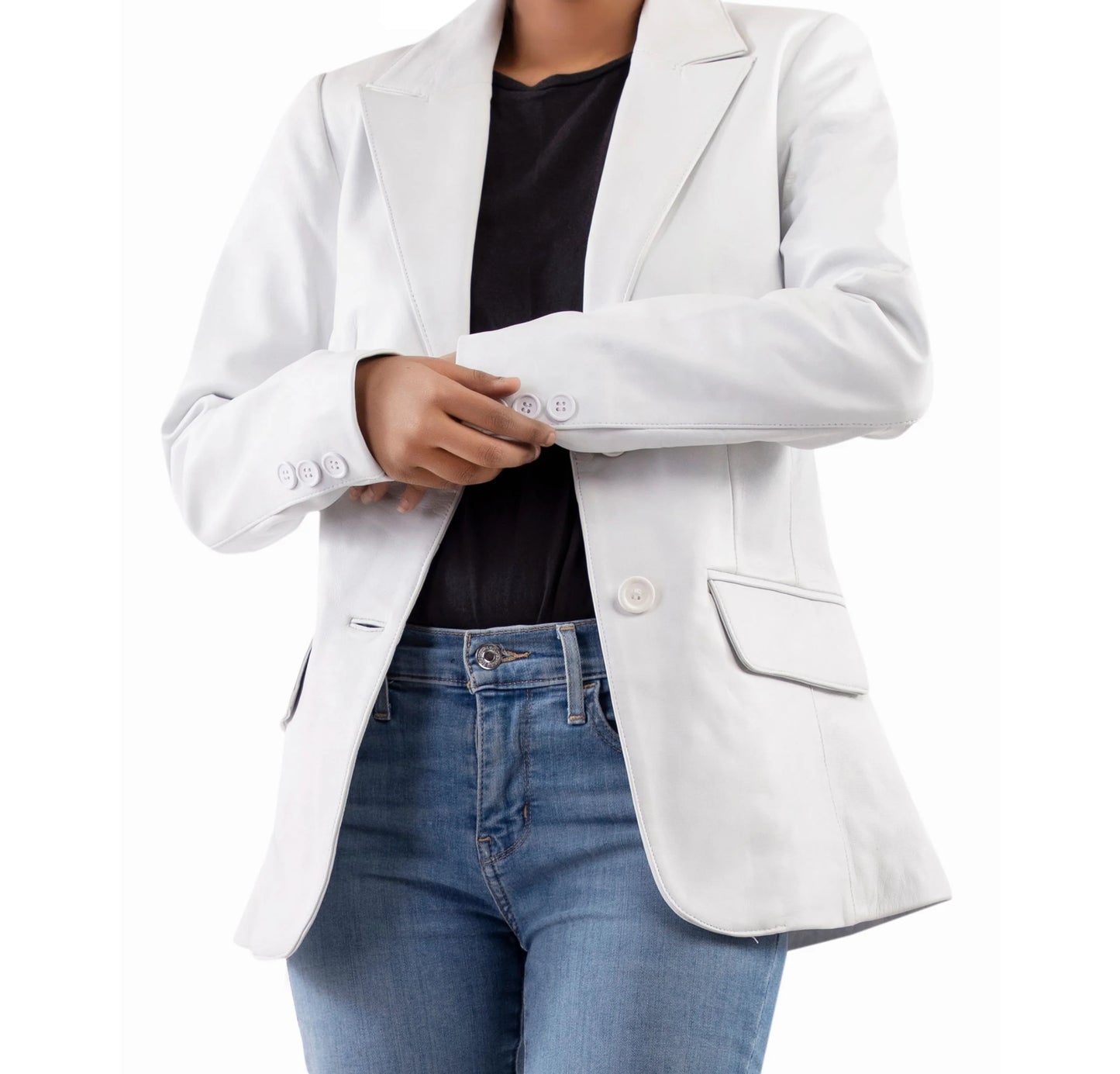 Handmade Blazer Leather Blazer 2-Button Leather Blazer White leather blazer Blazer foe women