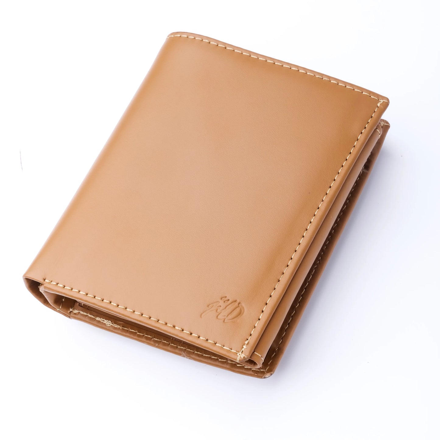 Camel Pure Leather Compact Wallet - Bifold with Coin Pocket & Dual ID Windows