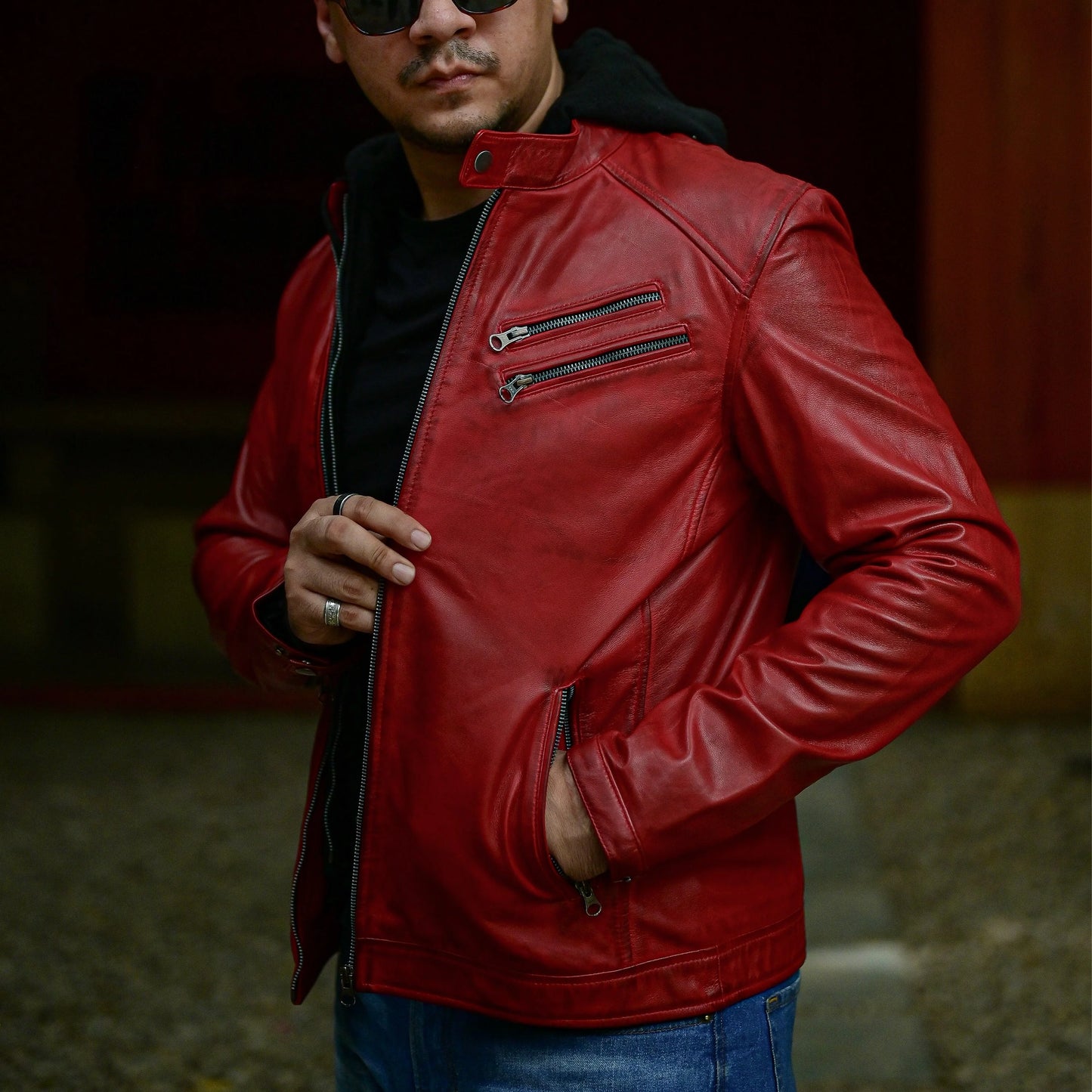 Leather Hooded Jacket Handmade Hood for Men Removable Hood Jacket