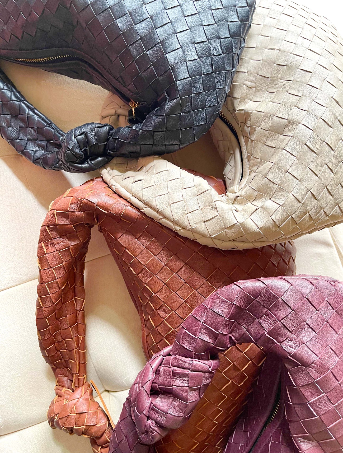 Handmade handbag Leather handbag for Women knot handle Handbag