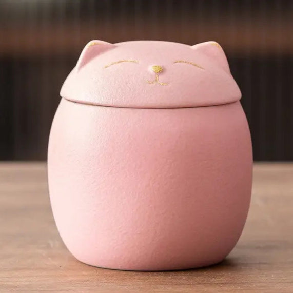 Lucky Cat Tea Container Ceramic Storage Jar for Tea, Coffee