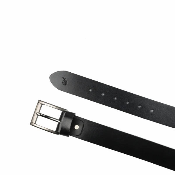 Men’s Black Minimal Laminated Leather Belt  Everyday Classic