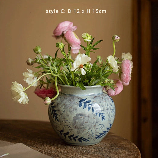 Vintage Hand Painted Blue & White Vase