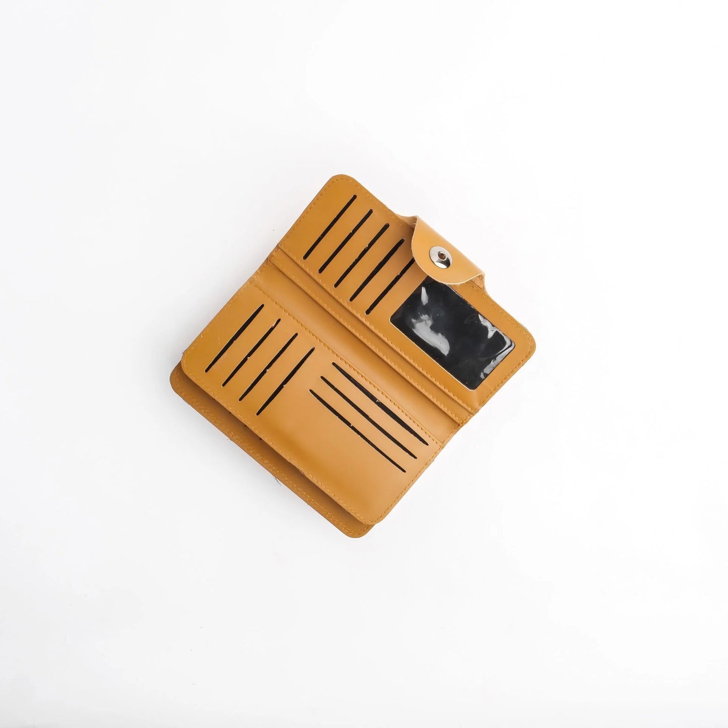 Pure Leather Long Wallet with Button Closure – Camel Brown  22 Card Slots & 6 Compartments