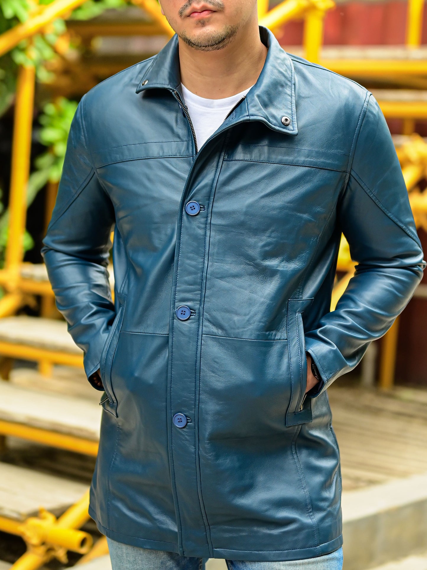 Handmade Coat Trench coat leather Long coat for men