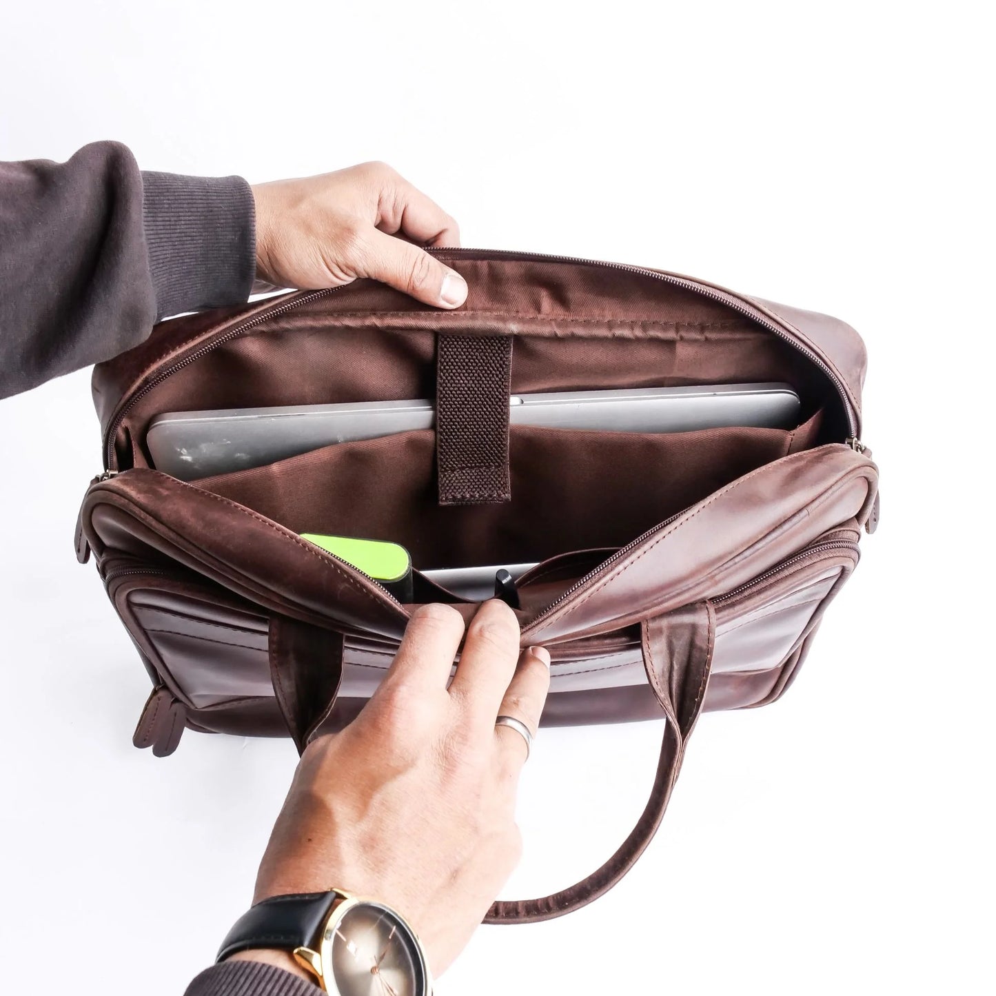 Handmade bag Leather bag Laptop bag  Midnight Brown bag unisex bag Shoulder bag