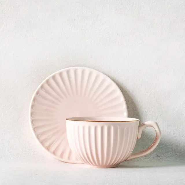 Handmade Japanese Stoneware Coffee Cup and Saucer
