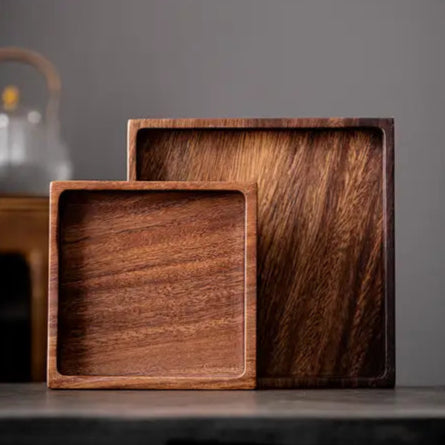 Square Walnut Wooden Serving Tray