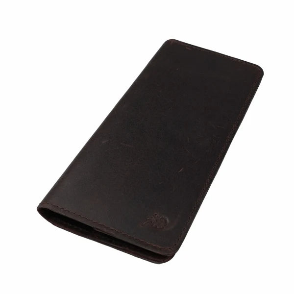 Long Leather Travel Wallet – Brown  Mobile, Credit Card & Passport Holder