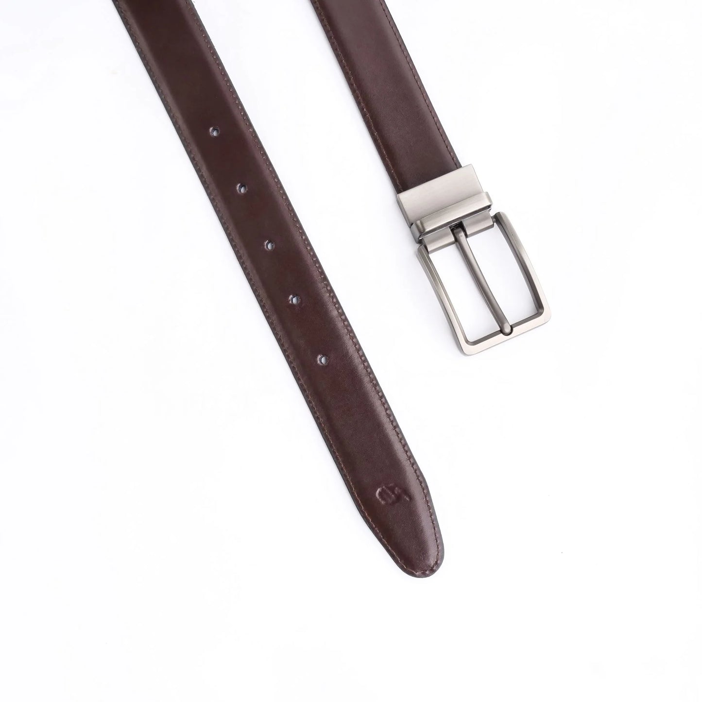 Double-Sided Reversible Men’s Leather Belt – Black & Dark Brown