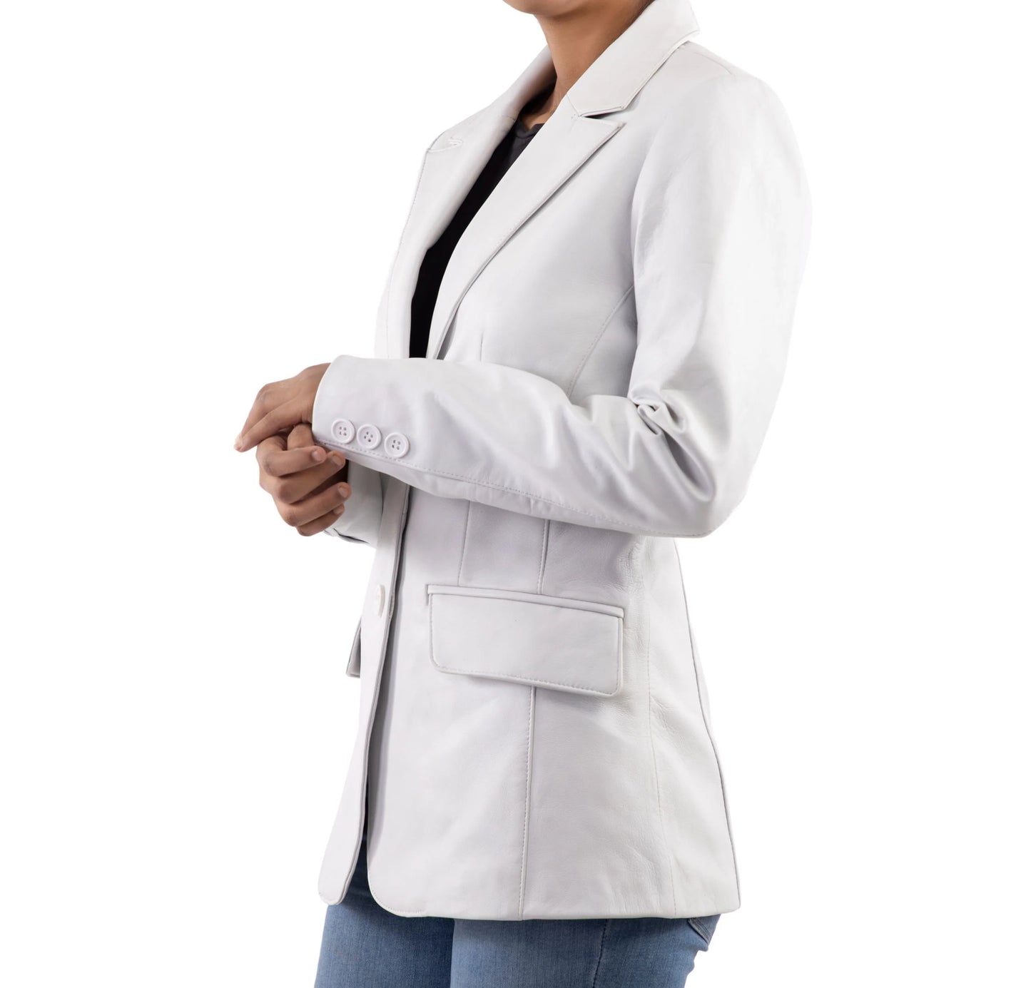 Handmade Blazer Leather Blazer 2-Button Leather Blazer White leather blazer Blazer foe women