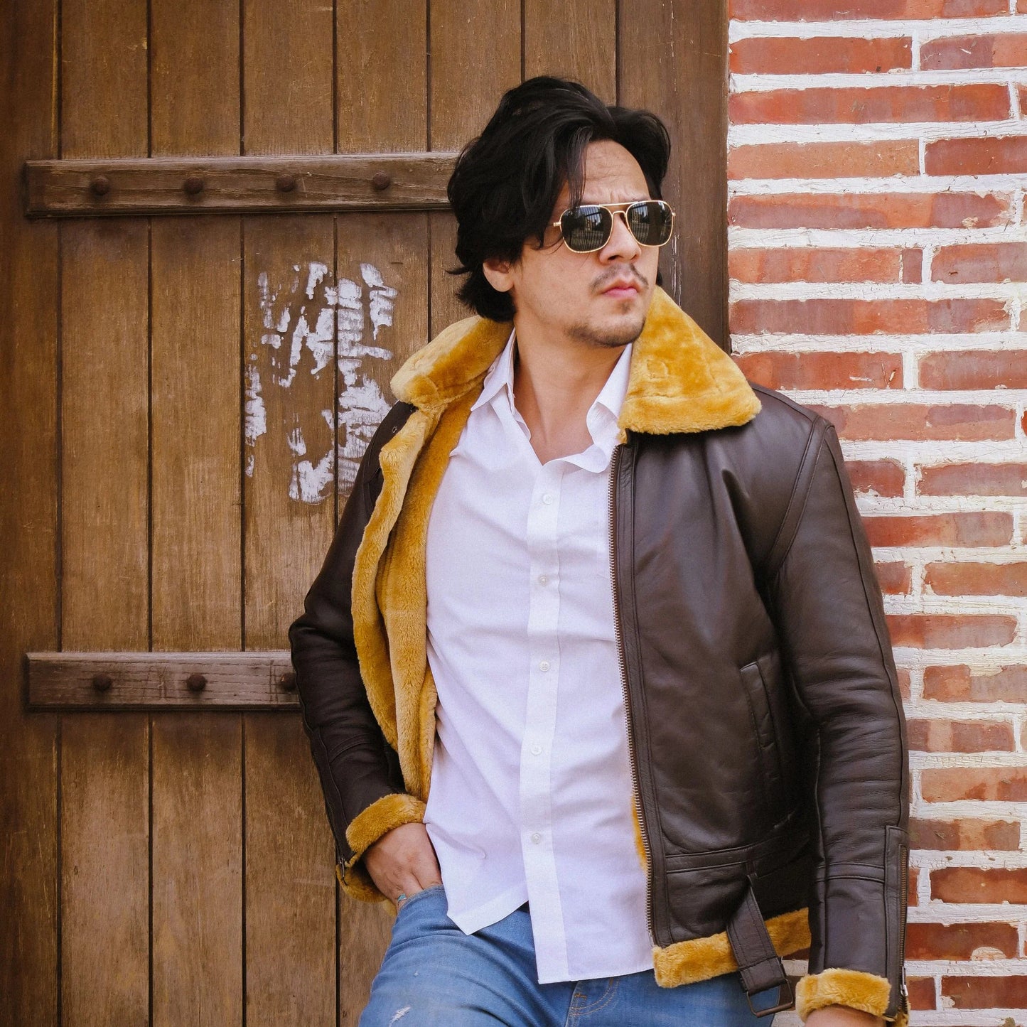 Handmade Jacket Leather Jacket Leather Bomber Jacket Brown Jacket Men Jacket