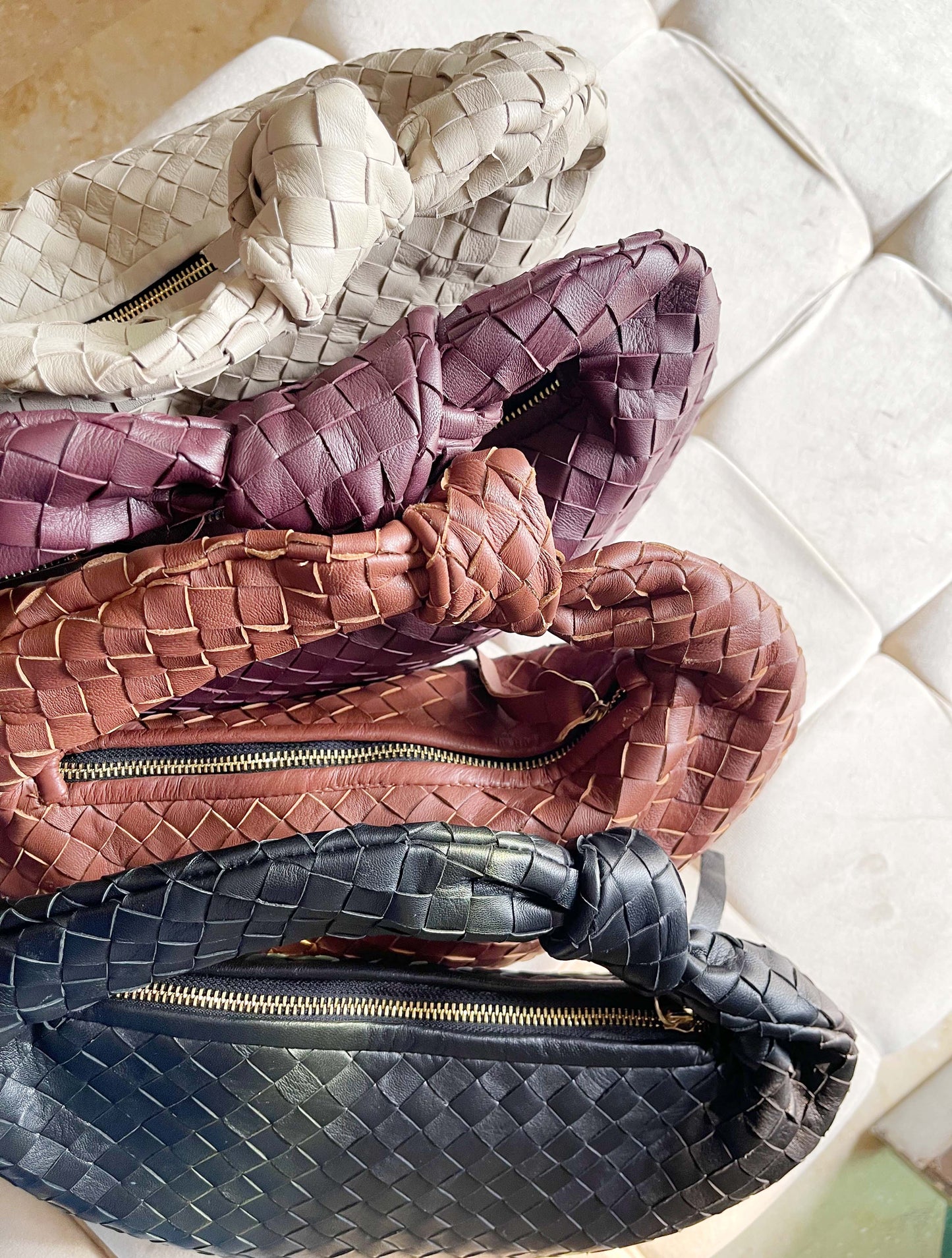 Handmade handbag Leather handbag for Women knot handle Handbag