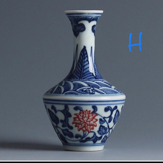 Hand Painted Blue & White Mini Porcelain Vase