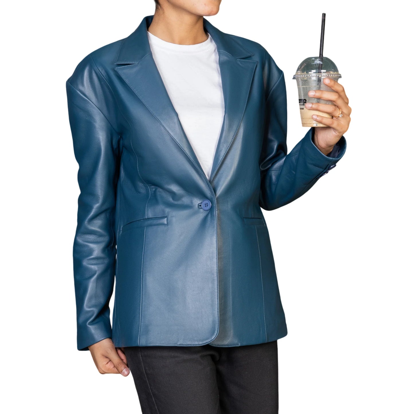 Handmade Blazer Leather Blazer Oversized Leather Blazer for Women Ladies Blazer