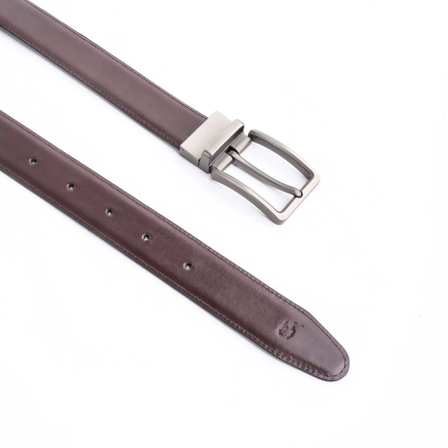 Double-Sided Reversible Men’s Leather Belt – Black & Dark Brown