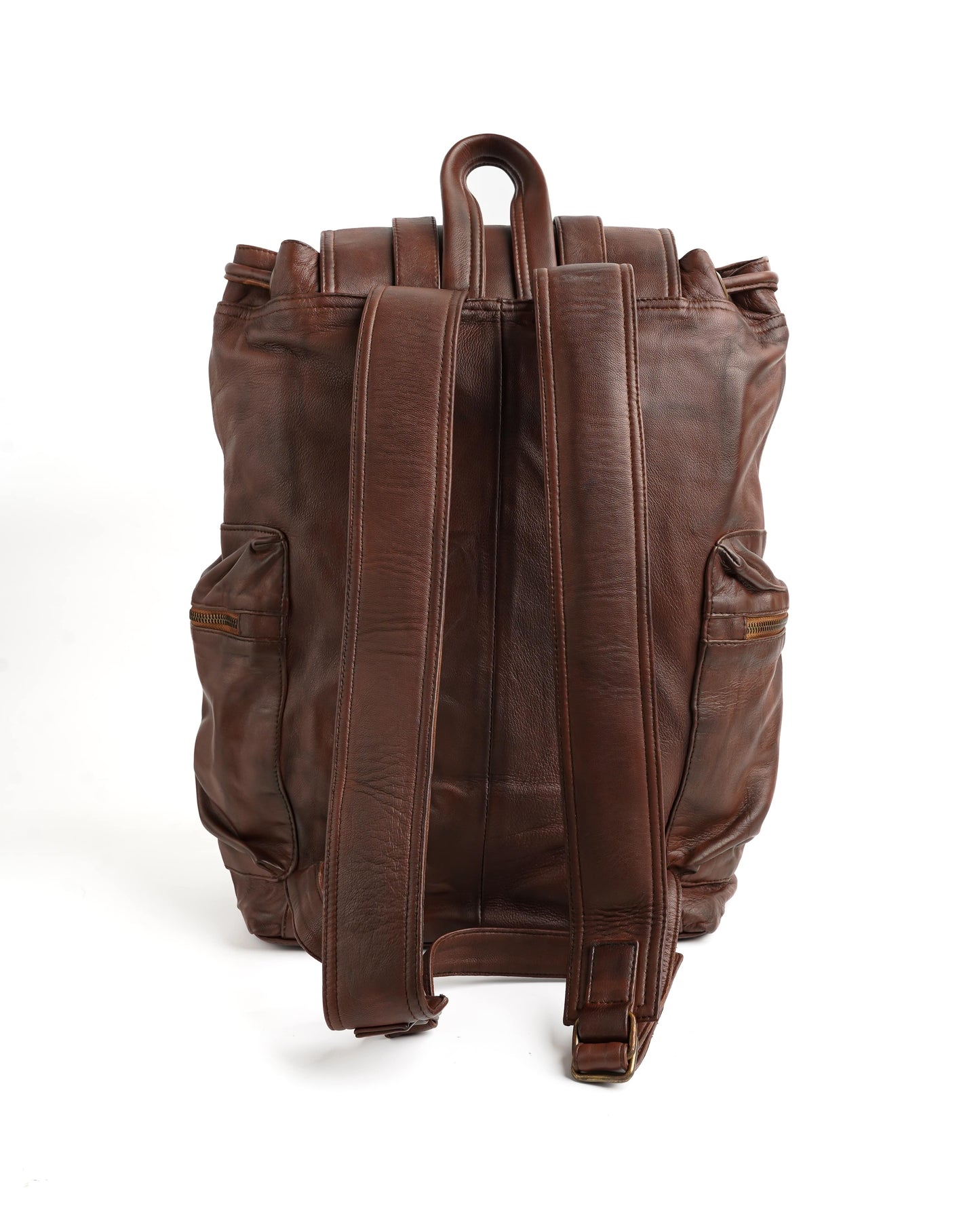 Leather Backpack Handmade Backpack Brown Backpack Unisex Backpack Travel Bag with Laptop Compartment Adjustable Straps Golden Hardware