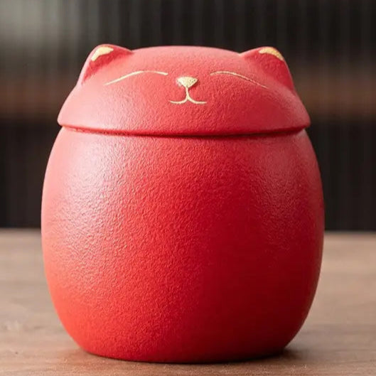 Lucky Cat Tea Container Ceramic Storage Jar for Tea, Coffee