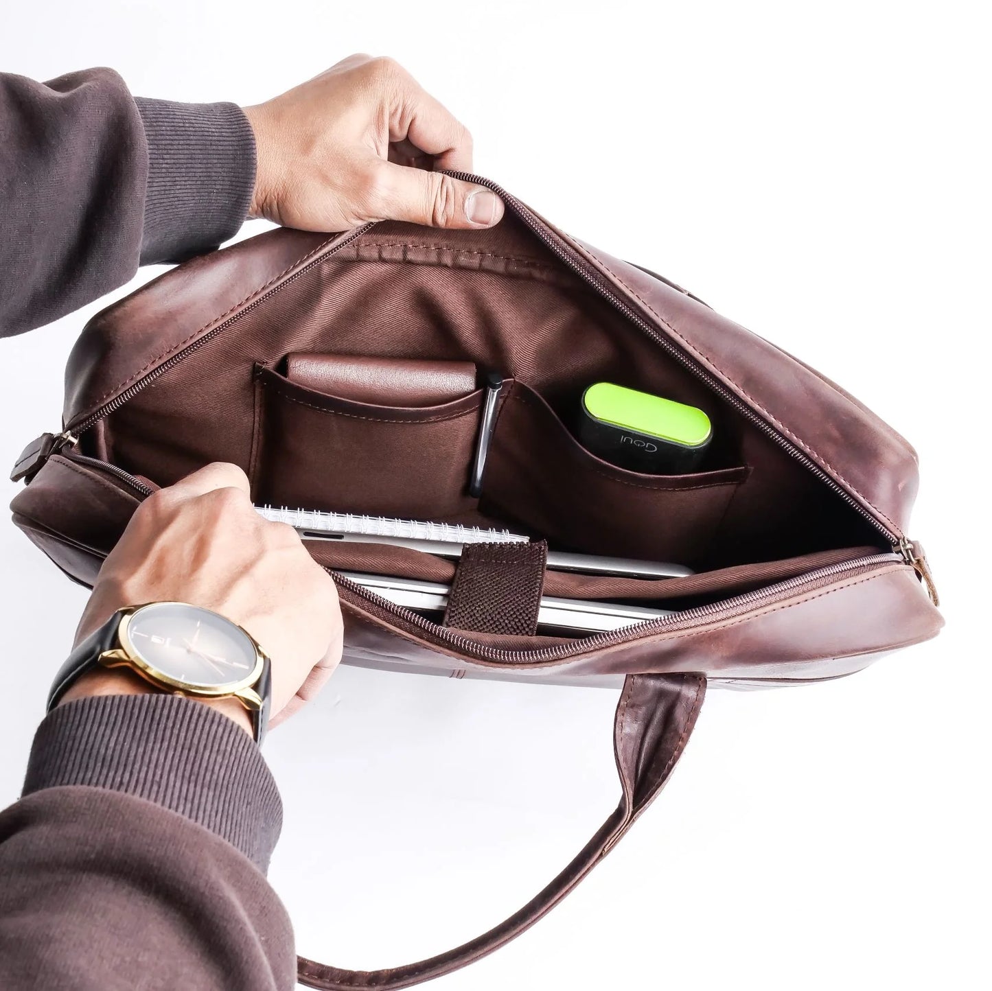 Handmade bag Leather bag Laptop bag  Midnight Brown bag unisex bag Shoulder bag