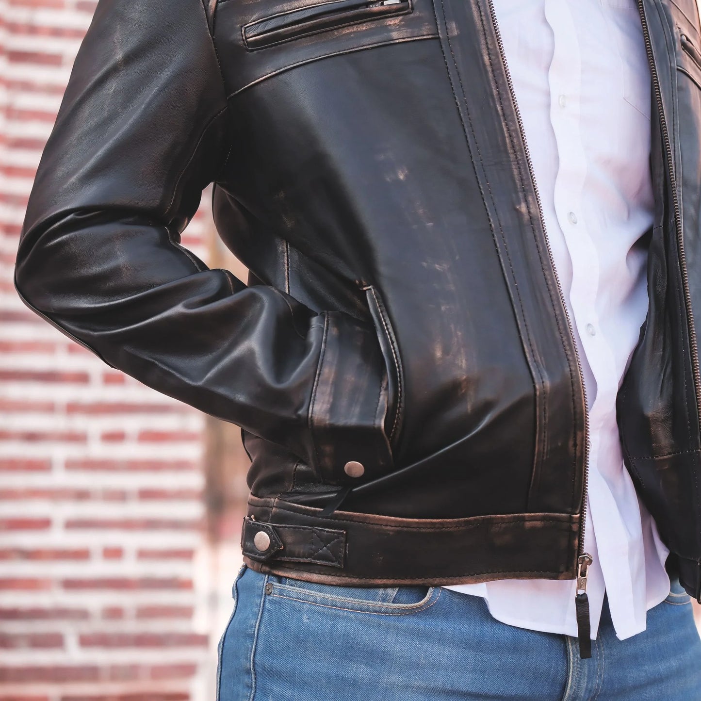 Handmade jacket Black  Casual Biker Style Jacket Men Leather Jacket